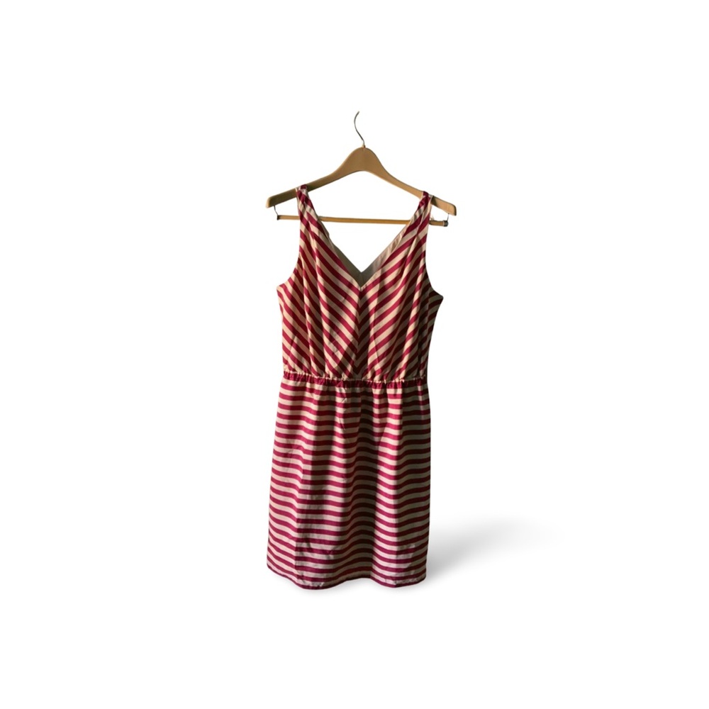 LOFT Red & White/Beige Striped Sleeveless Dress | Size 8 | Nautical Style